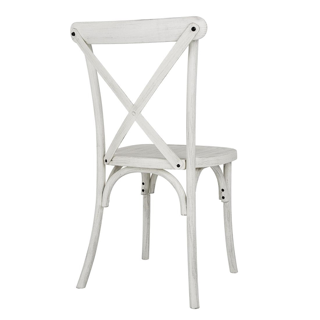 Bolero Manhattan Cross-Back Resin Chairs Limewash (4 Pack)
