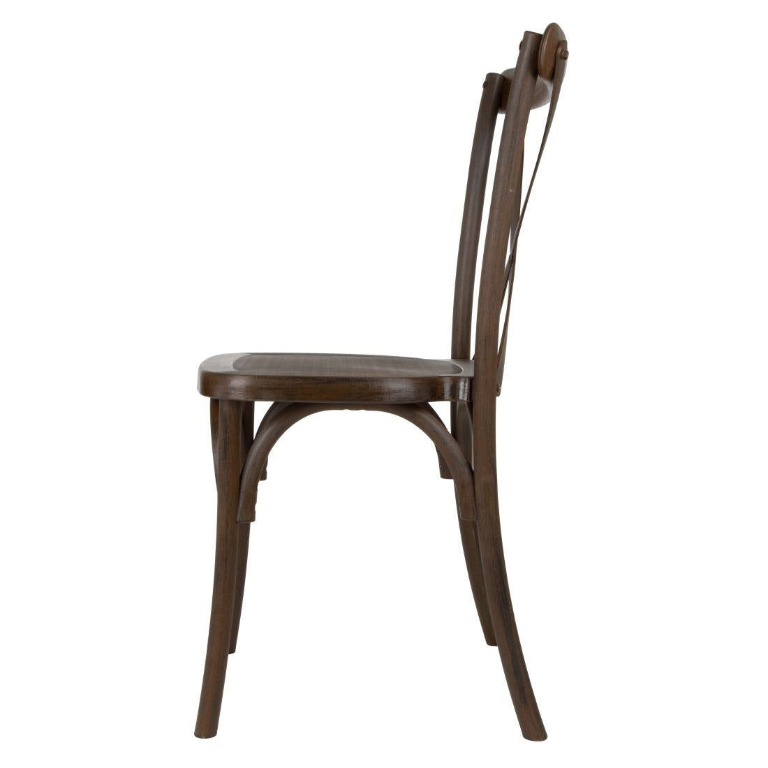 Bolero Manhattan Cross-Back Resin Chairs Dark Wood Effect (4 Pack)
