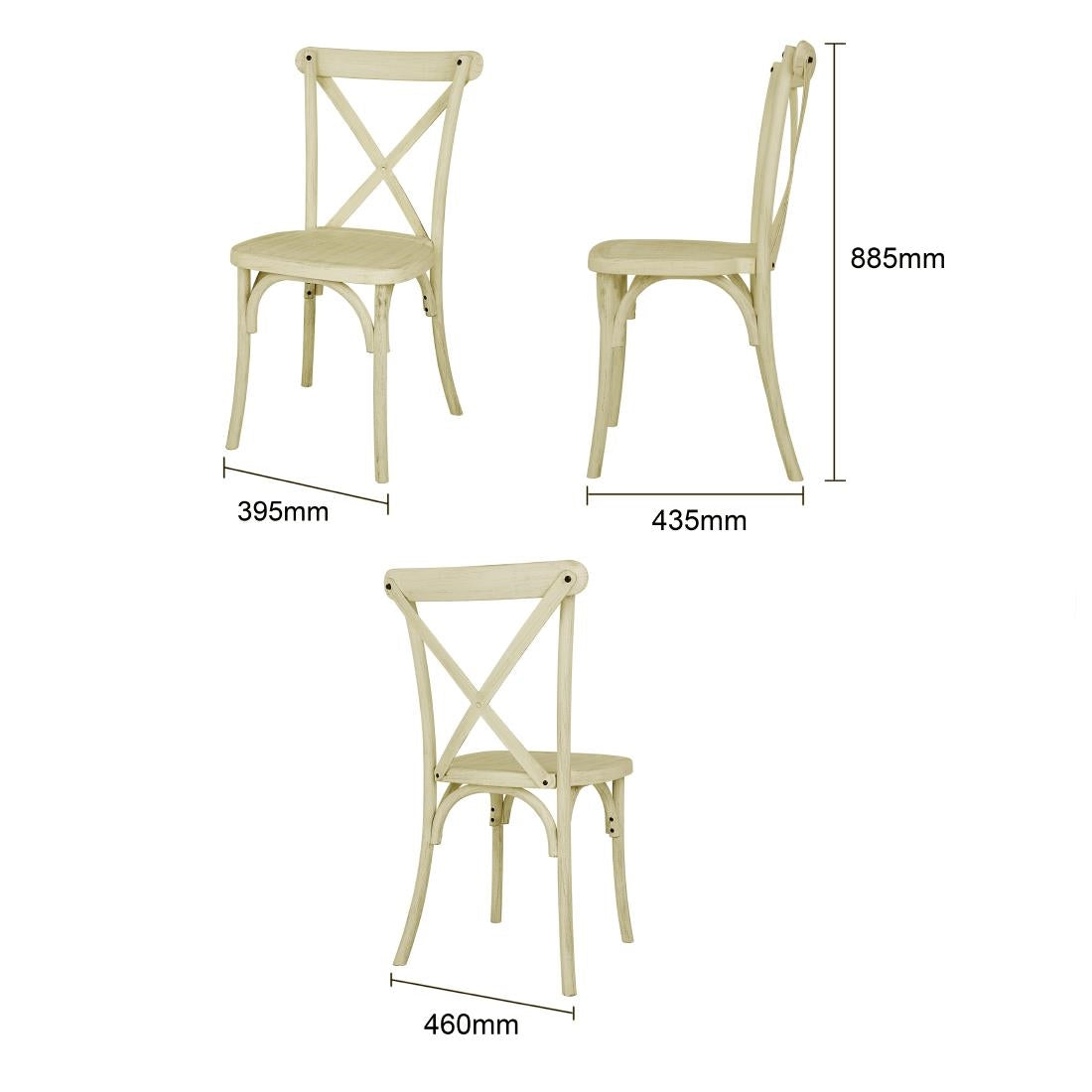 Bolero Manhattan Cross-Back Resin Chairs Natural (4 Pack)