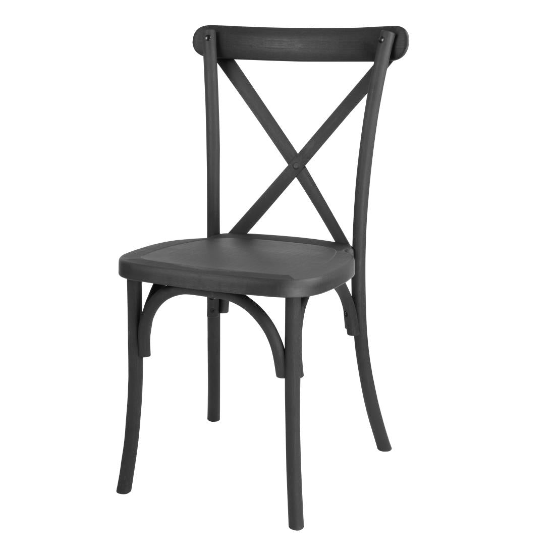 Bolero Manhattan Cross-Back Resin Chairs Black (4 Pack)