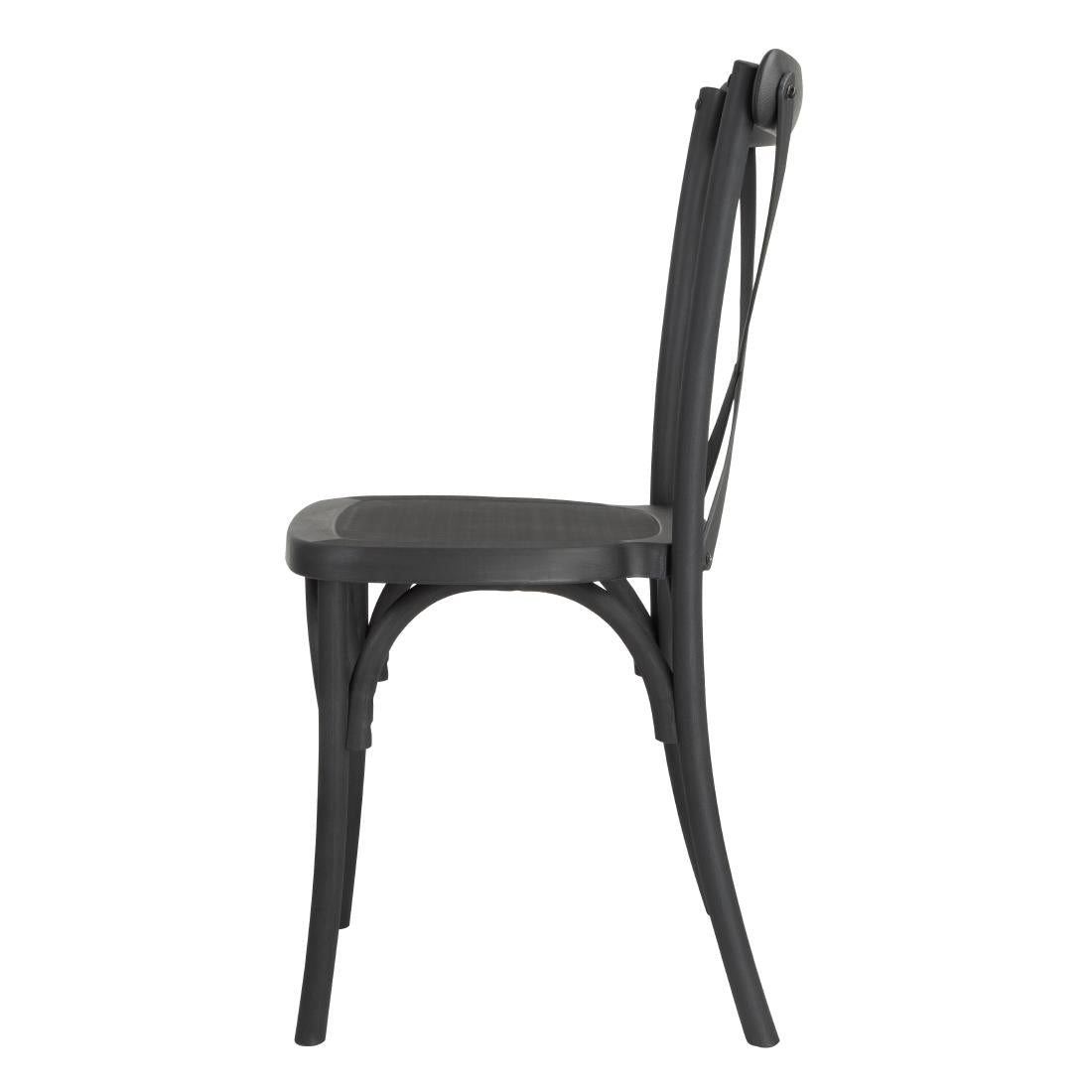Bolero Manhattan Cross-Back Resin Chairs Black (4 Pack)