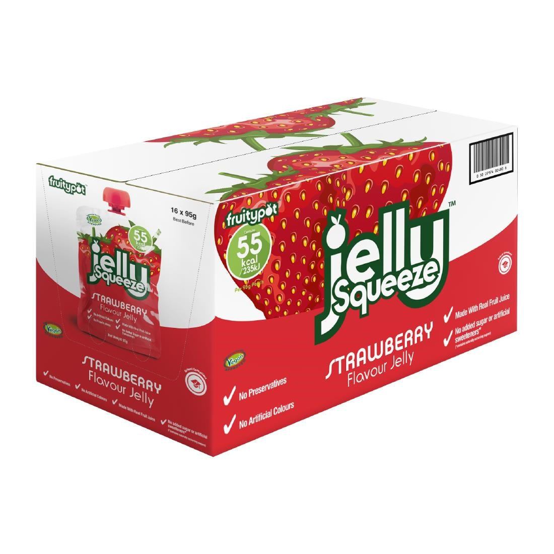 JellySqueeze Strawberry Flavour Jelly 95g (16 Pack)