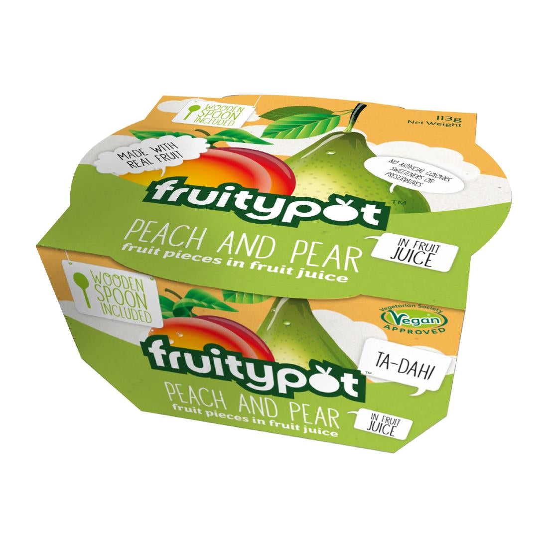 Fruitypot Peach & Pear in Juice with Spoon 113g (18 pack)