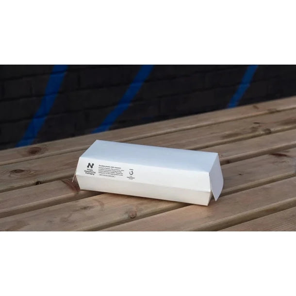 Notpla 8"x3" Clamshell Hot Dog Boxes White (250 Pack)