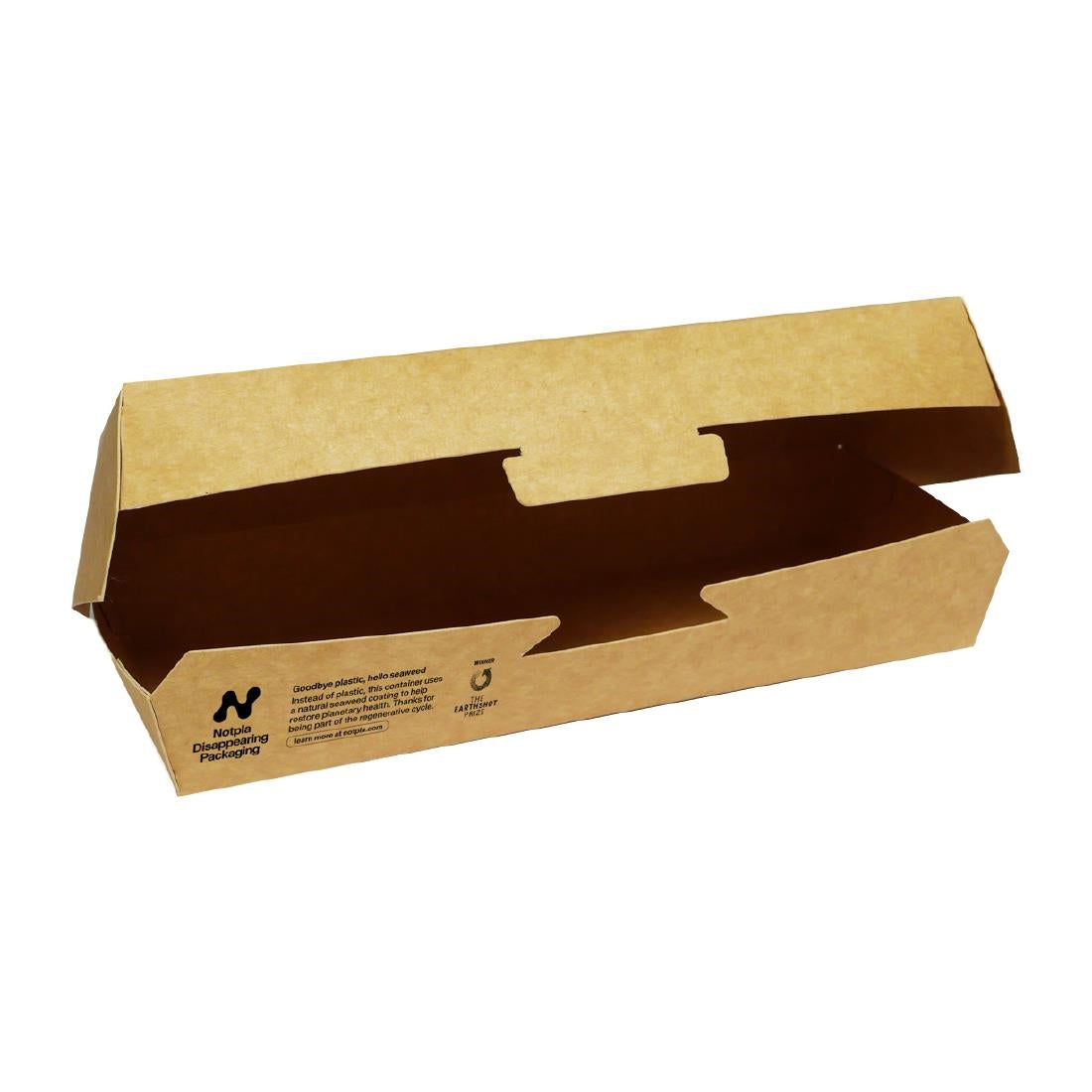Notpla 8"x3" Clamshell Hot Dog Boxes - Kraft (250 Pack)