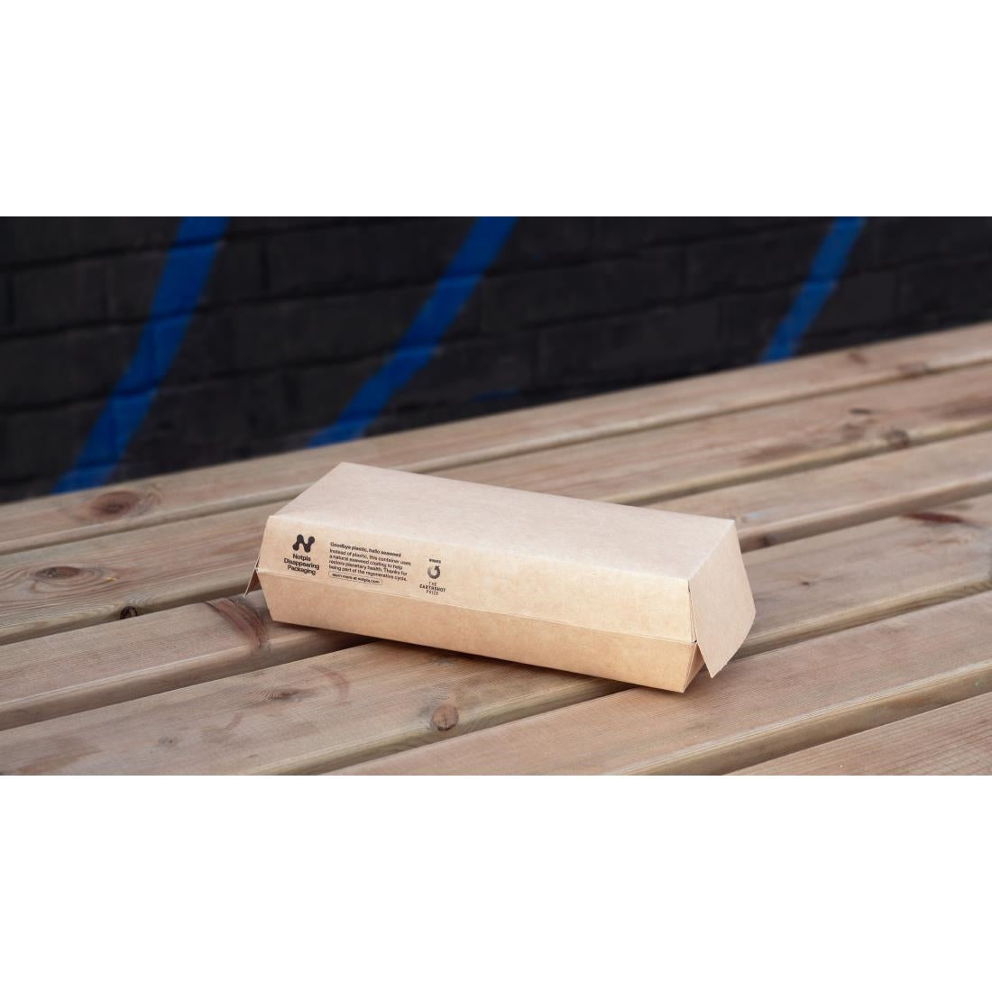 Notpla 8"x3" Clamshell Hot Dog Boxes - Kraft (250 Pack)