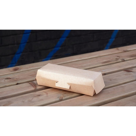 Notpla 8"x3" Clamshell Hot Dog Boxes - Kraft (250 Pack)