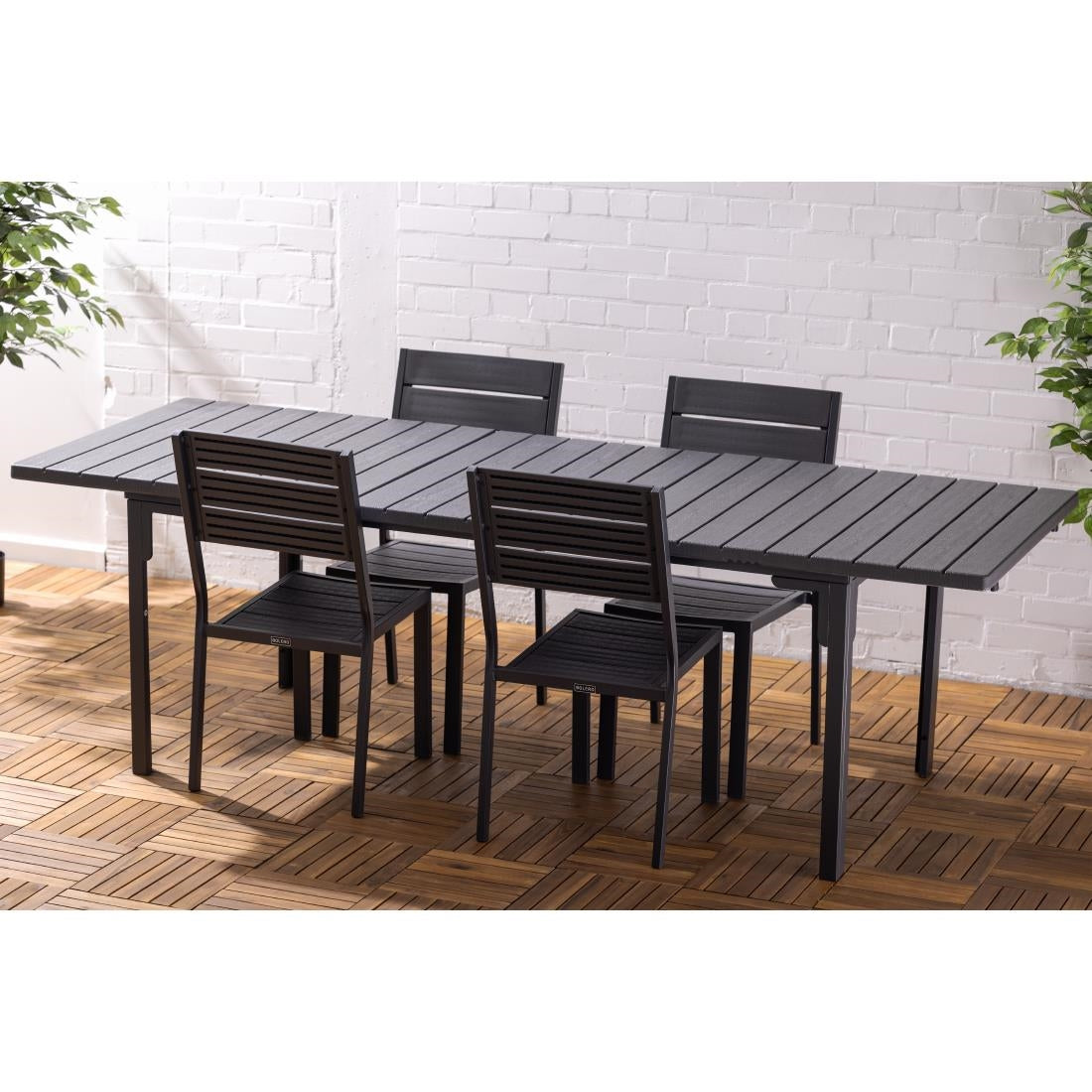 Bolero Valletta Grey Slatted Extendable Outdoor Dining Table