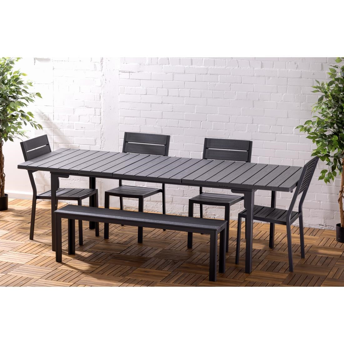 Bolero Valletta Grey Slatted Extendable Outdoor Dining Table