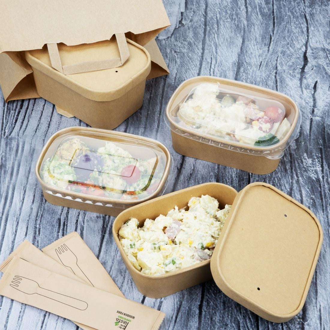 Fiesta Recyclable PP Lids for Rectangular Containers (300 Pack)