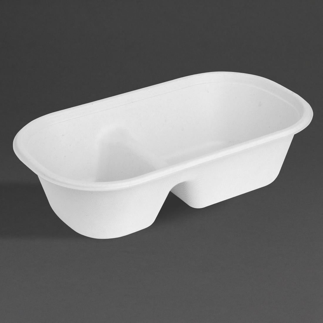 Fiesta Compostable Bagasse Oval 2-Compartment Container 900ml (100 Pack)