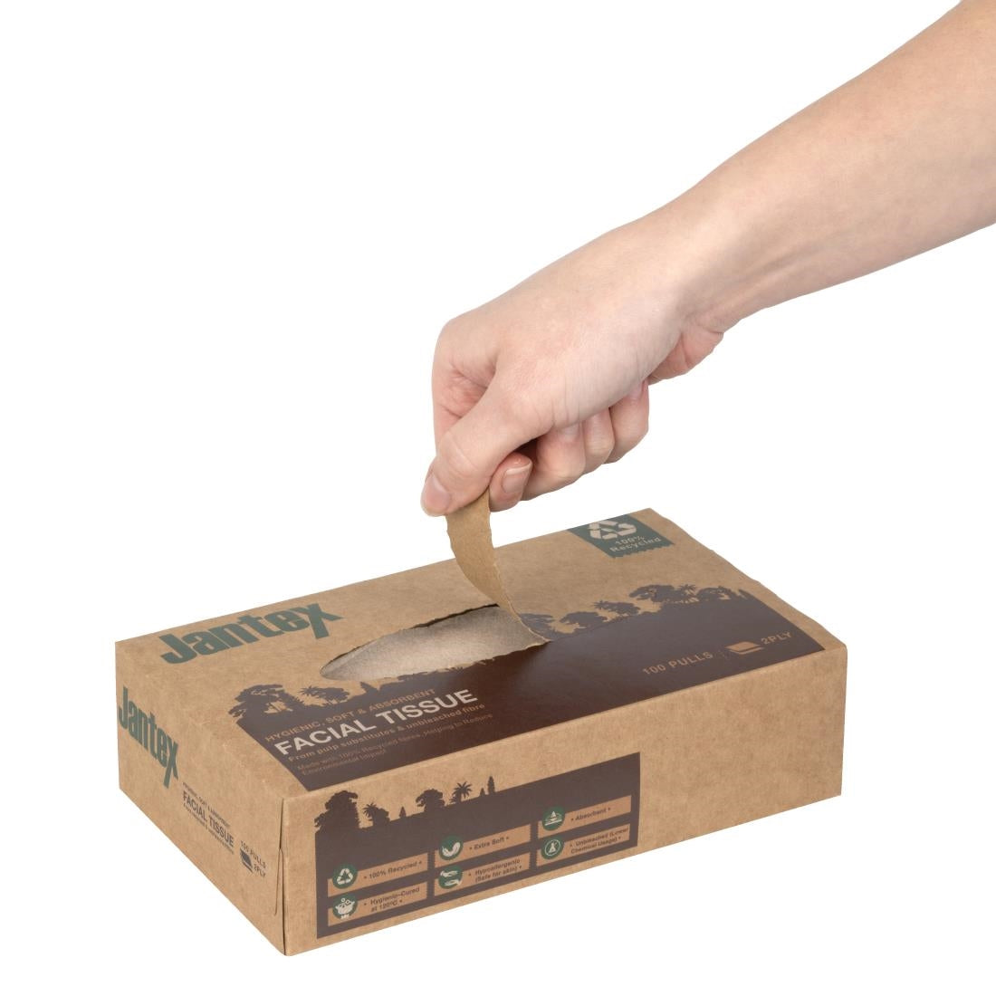 Jantex Green 100% Recycled Facial Tissues 100 Sheets (36 Pack)