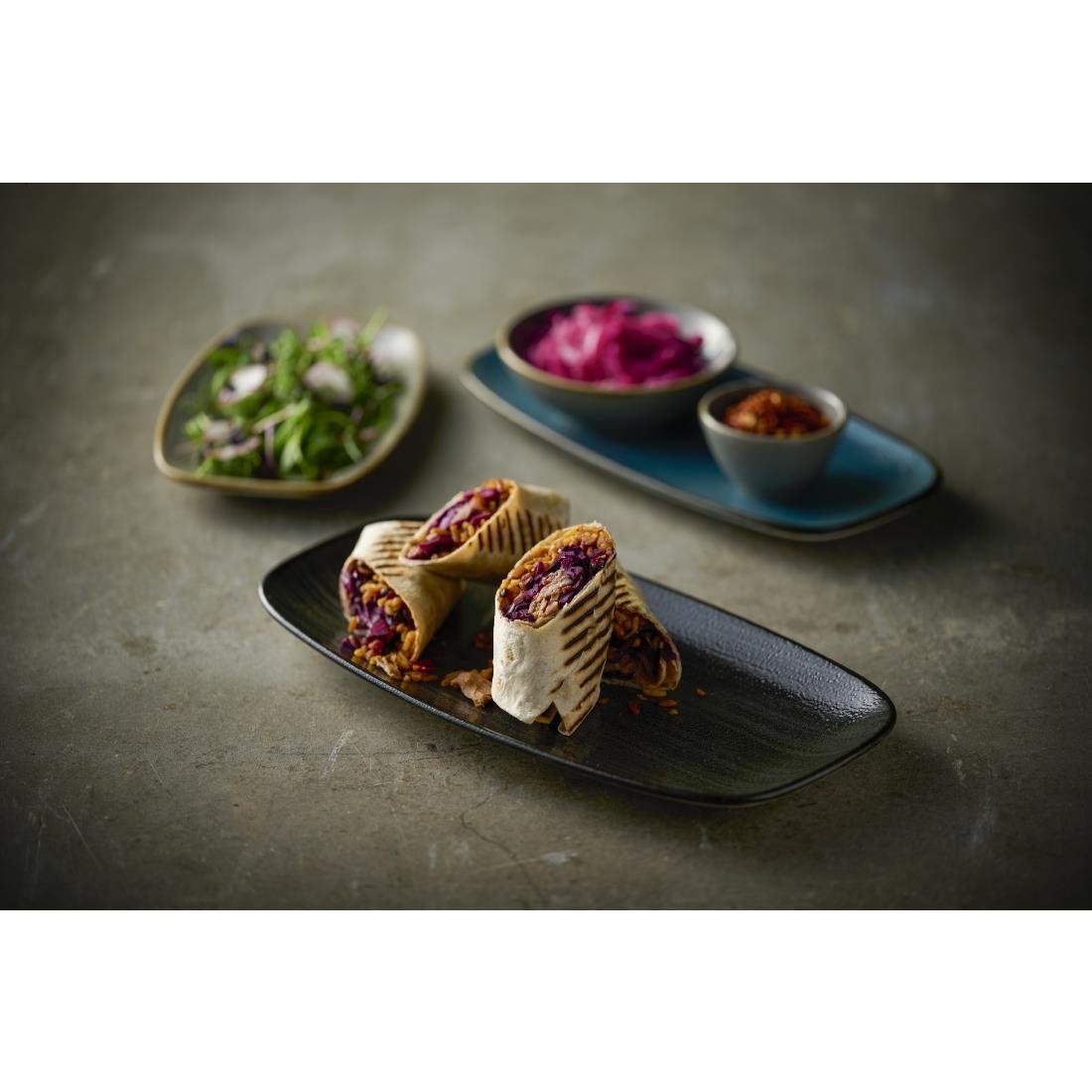Churchill Stonecast Raw Grey Oblong Chefs Plates 180x 100mm (12 Pack)