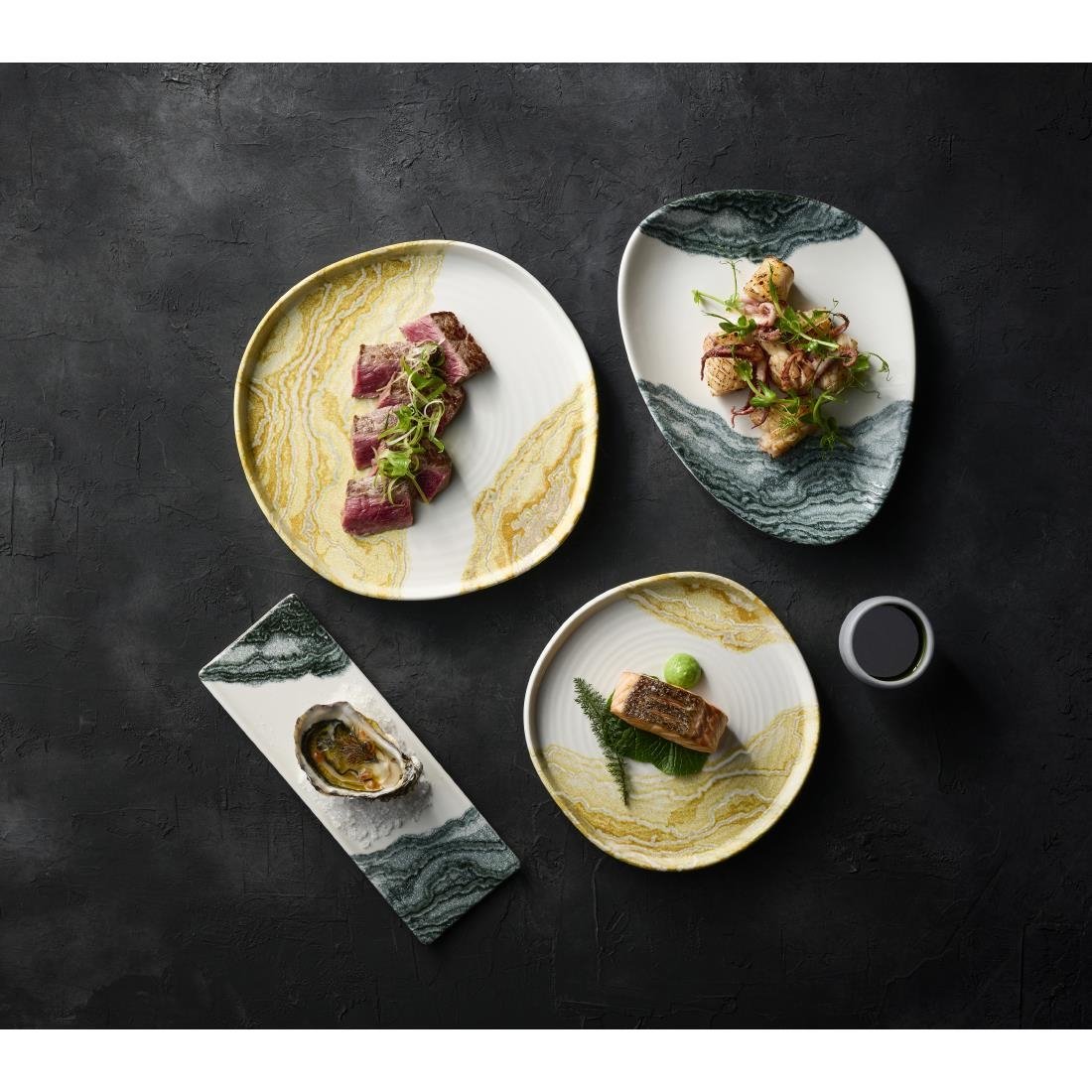 Churchill Tide Black Oblong Plates 250 x 90mm (6 Pack)