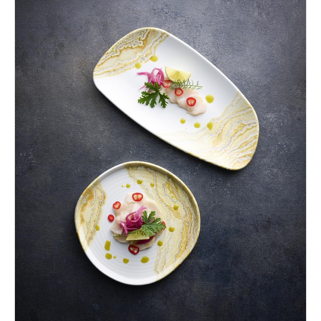 Churchill Tide Gold Chefs Geo Plates 280 x 153mm (12 Pack)