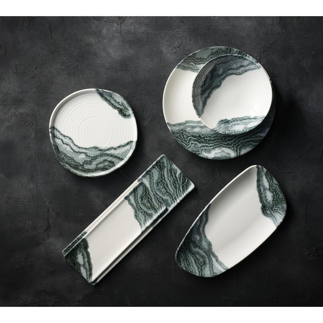 Churchill Tide Black Organic Walled Plates 203mm (6 Pack)