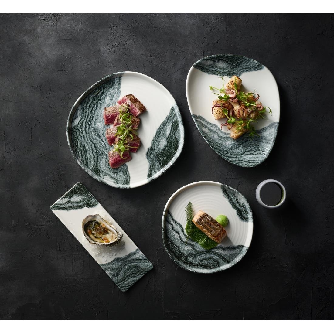 Churchill Tide Black Oblong Plates 250 x 90mm (6 Pack)