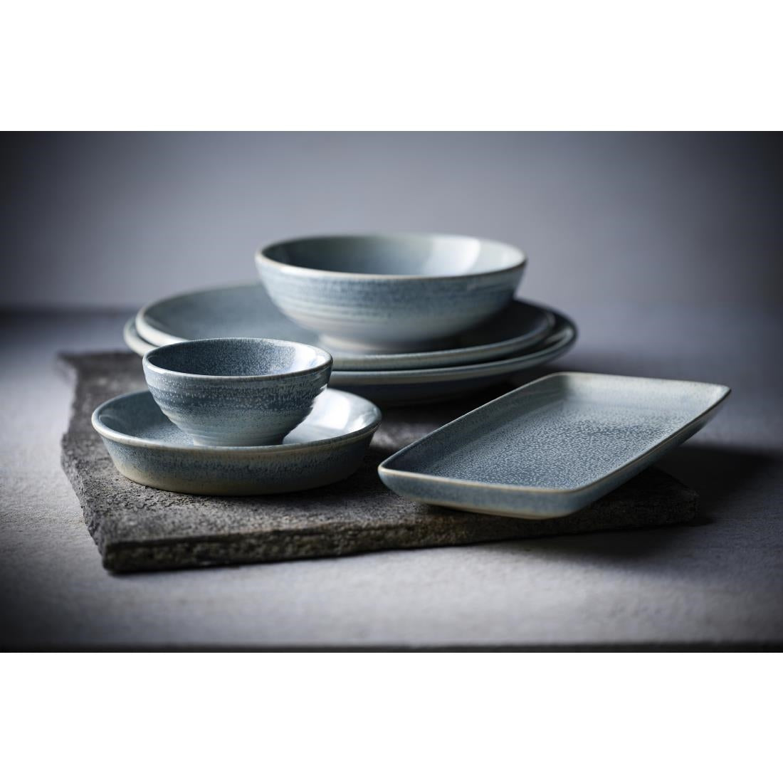 Dudson Evo Azure Rice Bowls Blue 180mm (6 Pack)