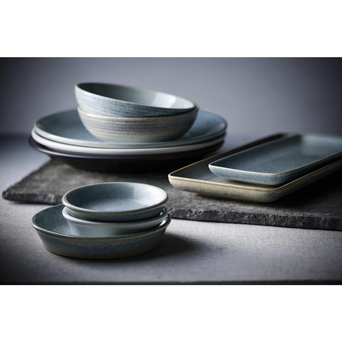 Dudson Evo Azure Rice Bowls Blue 180mm (6 Pack)