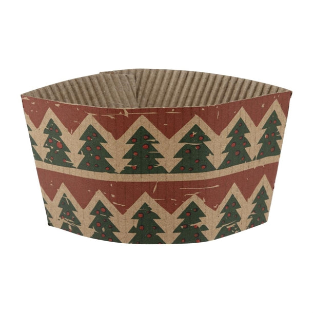 Fiesta Recyclable Christmas Cup Sleeves for 12oz Hot Cups (100 Pack)