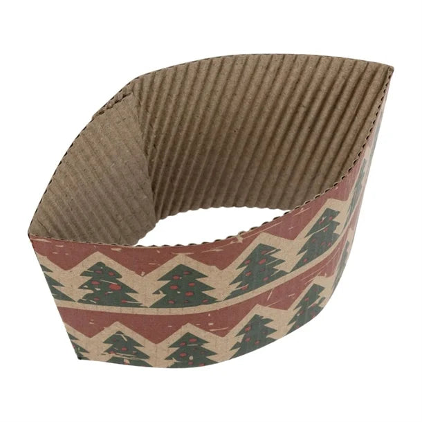 Fiesta Recyclable Christmas Cup Sleeves for 12oz Hot Cups (100 Pack)
