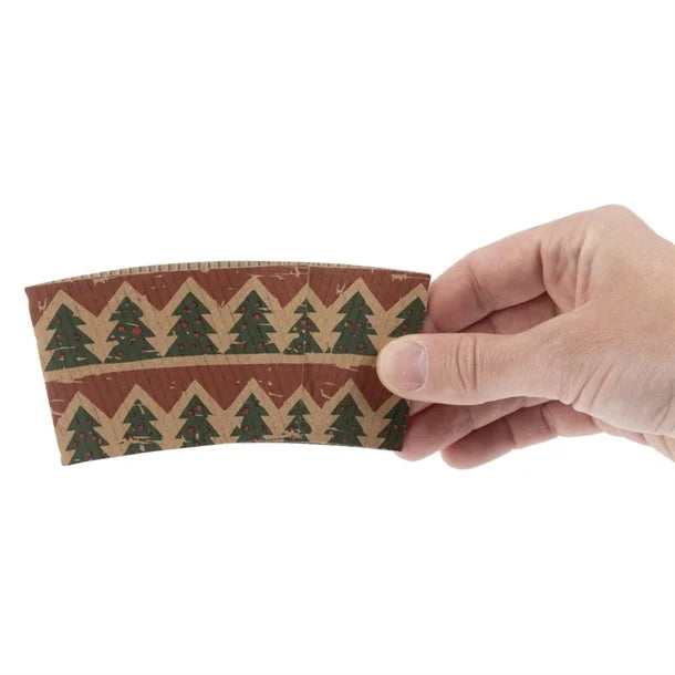 Fiesta Recyclable Christmas Cup Sleeves for 12oz Hot Cups (100 Pack)