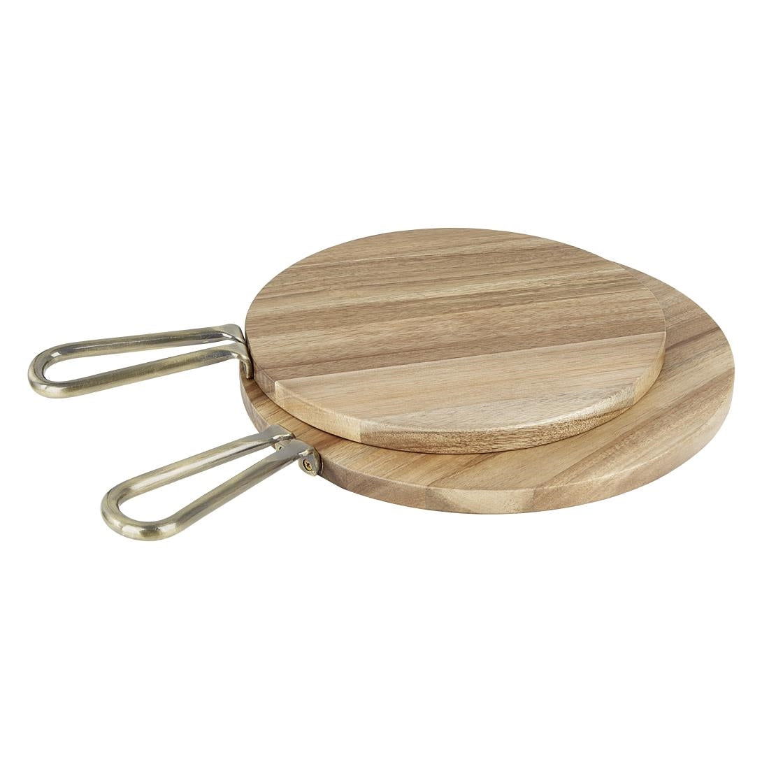 Olympia Round Paddle Board Acacia Wood Metal Handle 458x305mm