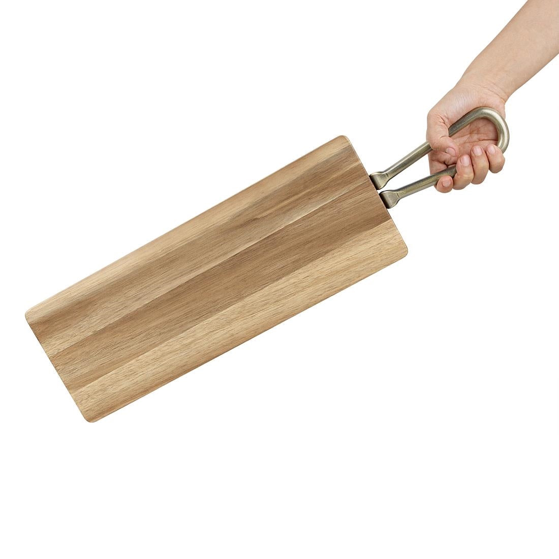 Olympia Rectangular Paddle Board Acacia Wood Metal Handle 575x152mm