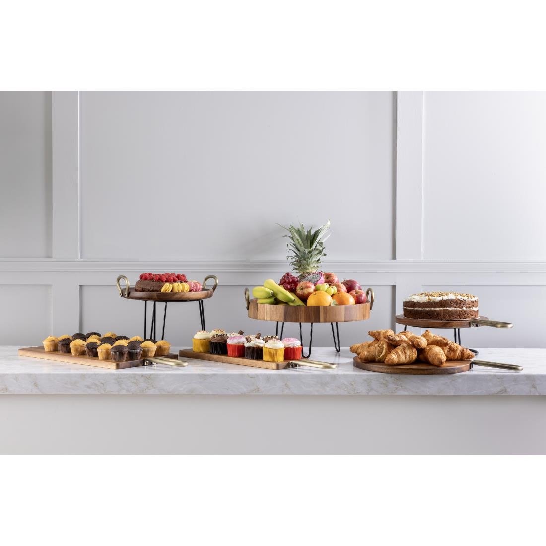 Olympia Rectangular Paddle Board Acacia Wood Metal Handle 575x152mm