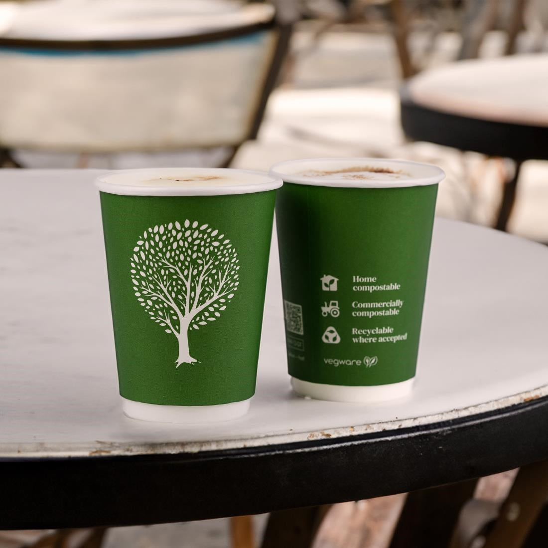 Vegware Green Tree Double Wall Hot Cups 8oz 79-Series (500 Pack)