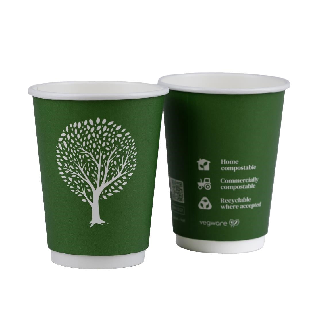 Vegware Green Tree Double Wall Hot Cups 12oz 89-Series (500 Pack)