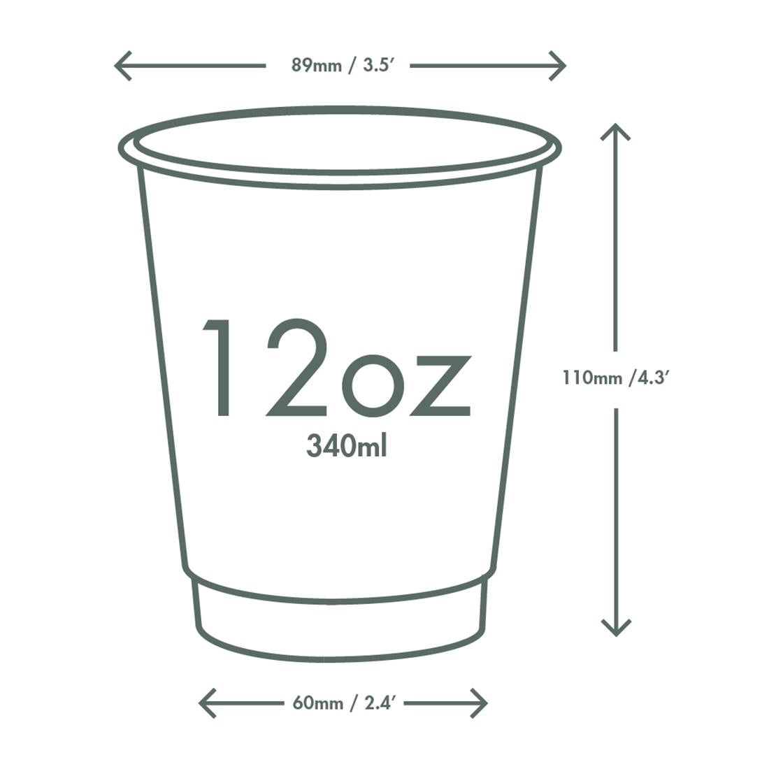 Vegware Green Tree Double Wall Hot Cups 12oz 89-Series (500 Pack)