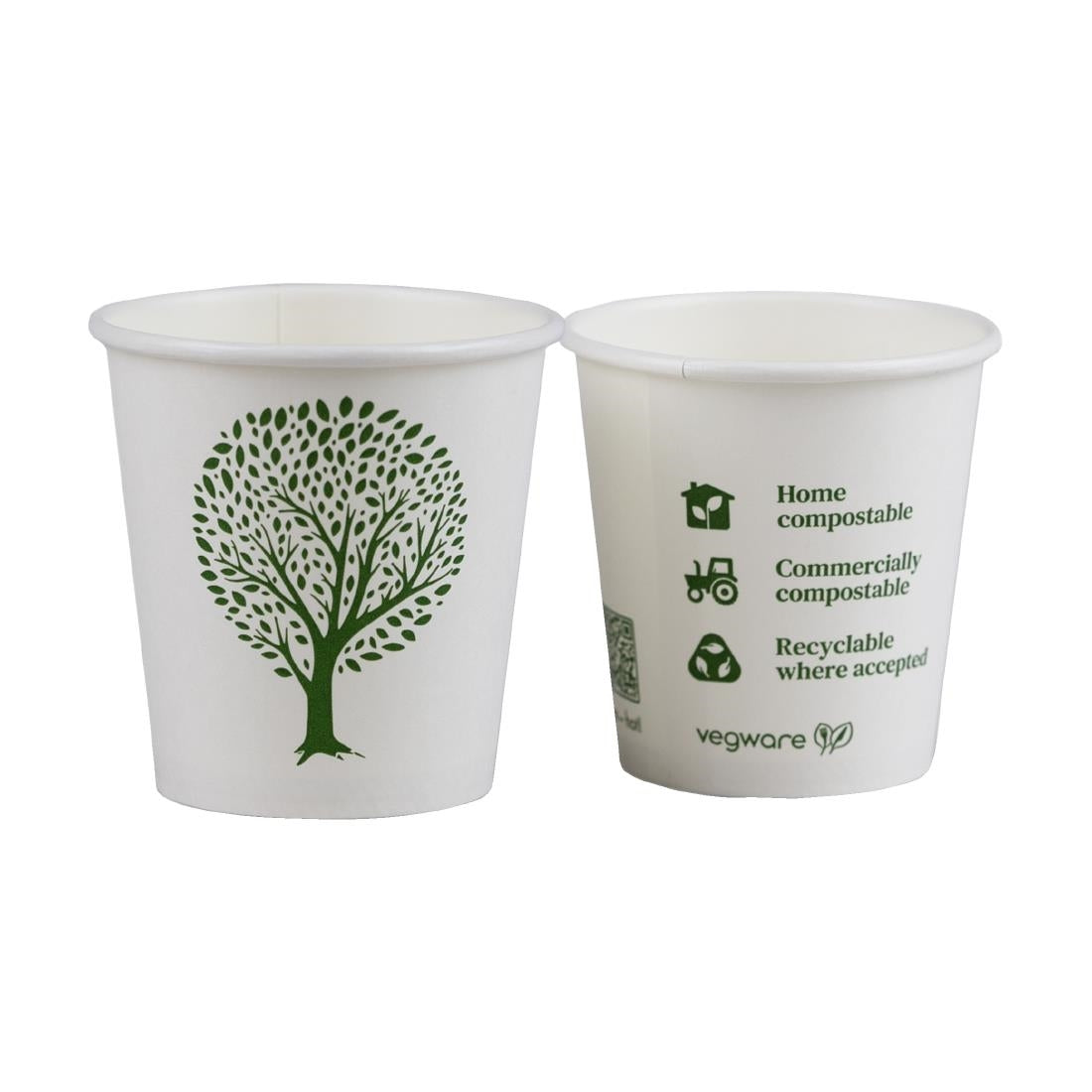 Vegware Green Tree White Hot Cups 4oz 62-Series (1000 Pack)