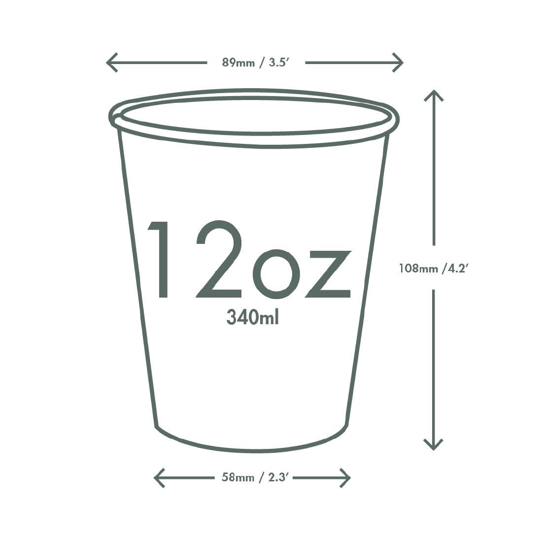 Vegware Green Tree White Hot Cups 12oz 89-Series (1000 Pack)