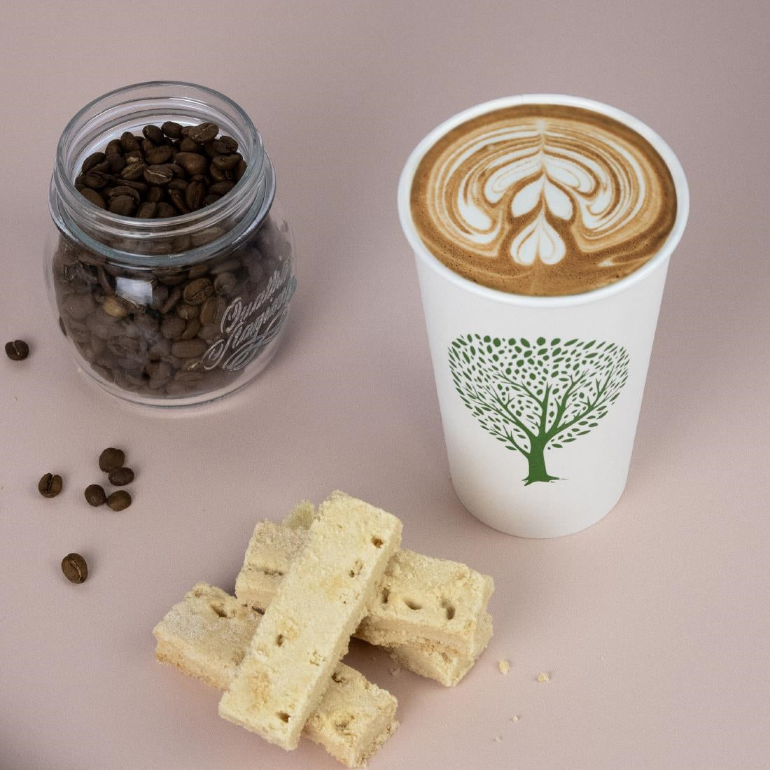 Vegware Green Tree White Hot Cups 16oz 89-Series (1000 Pack)