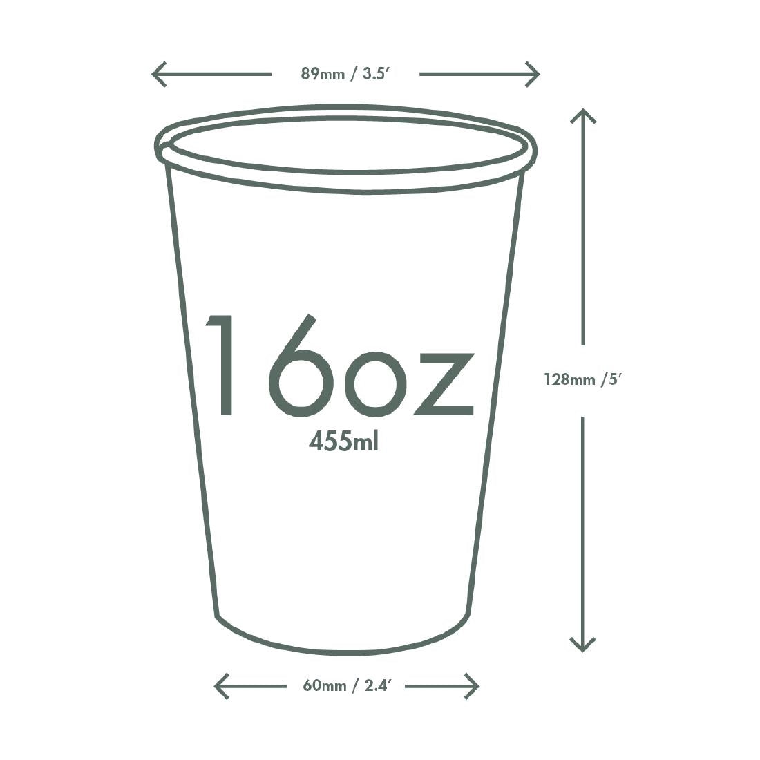 Vegware Green Tree White Hot Cups 16oz 89-Series (1000 Pack)