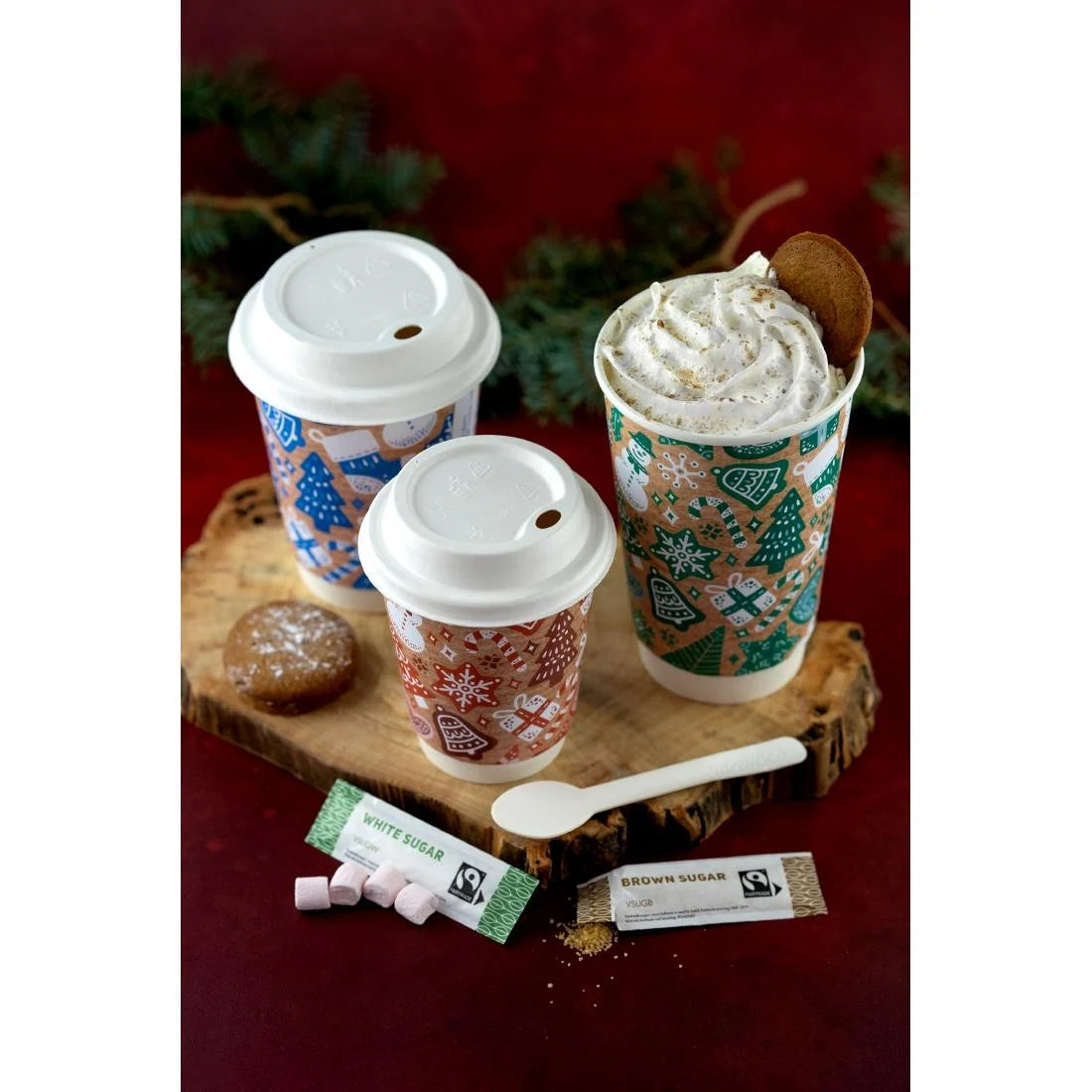 Vegware Christmas Double Wall Hot Cup 79-Series 8oz (500 pack)