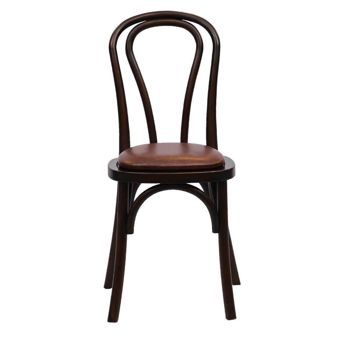 Hoop Back Dining Chairs in Dark Walnut with Bison Espresso Seat (2 Pack)