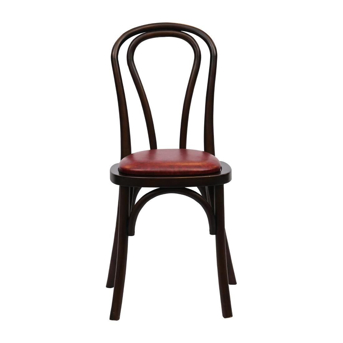 Hoop Back Dining Chairs in Dark Walnut with Bison Bordeaux Seat (2 Pack)