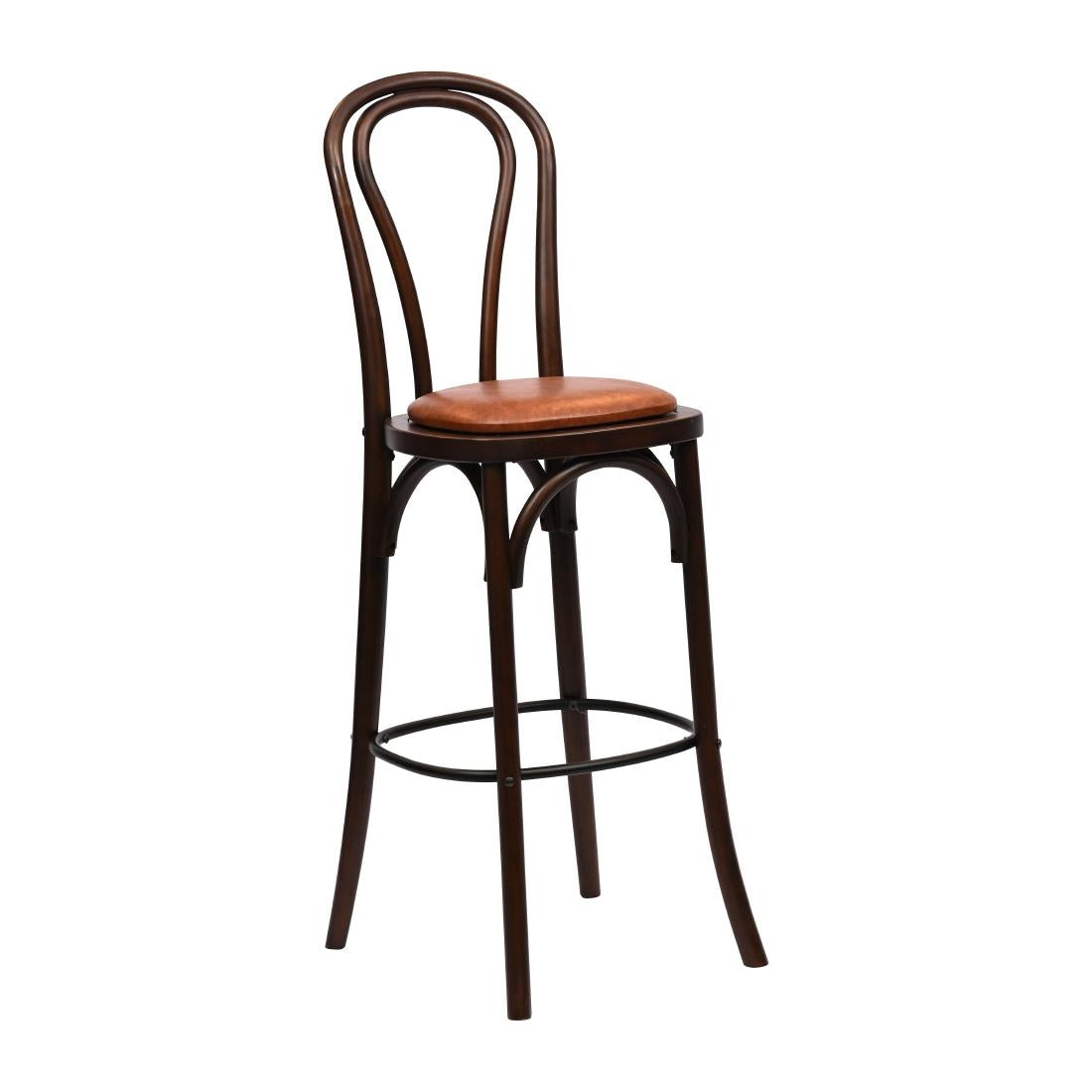 Hoop Back Bar Chair in Dark Walnut with Bison Tan Seat