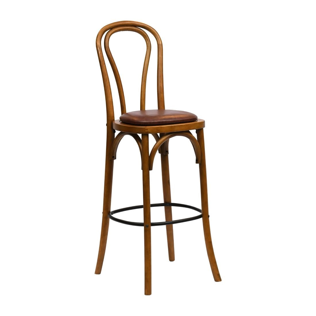 Hoop Back Bar Chair in Weathered Oak with Bison Espresso Seat