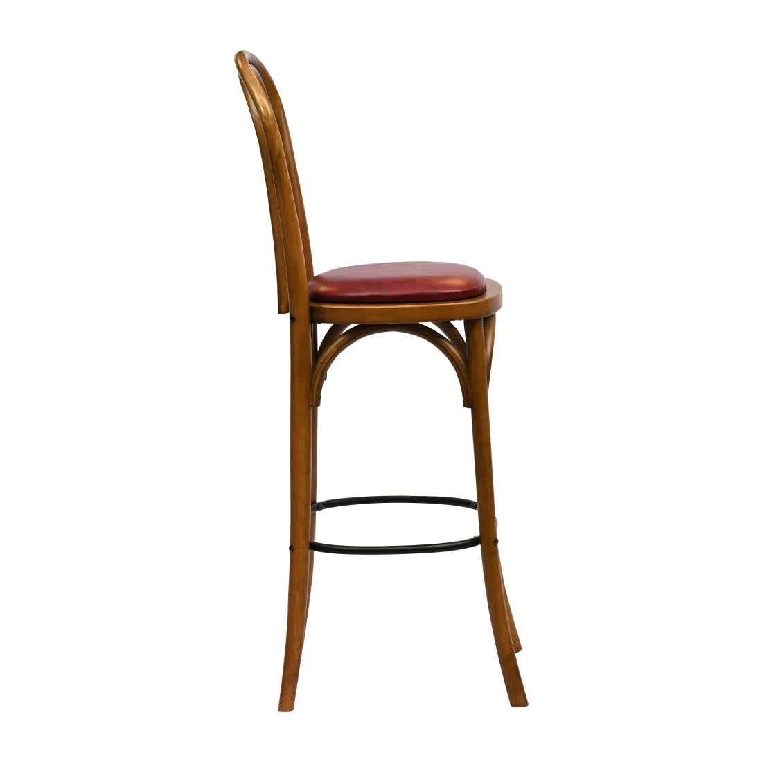 Hoop Back Bar Chair in Weathered Oak with Bison Bordeaux Seat
