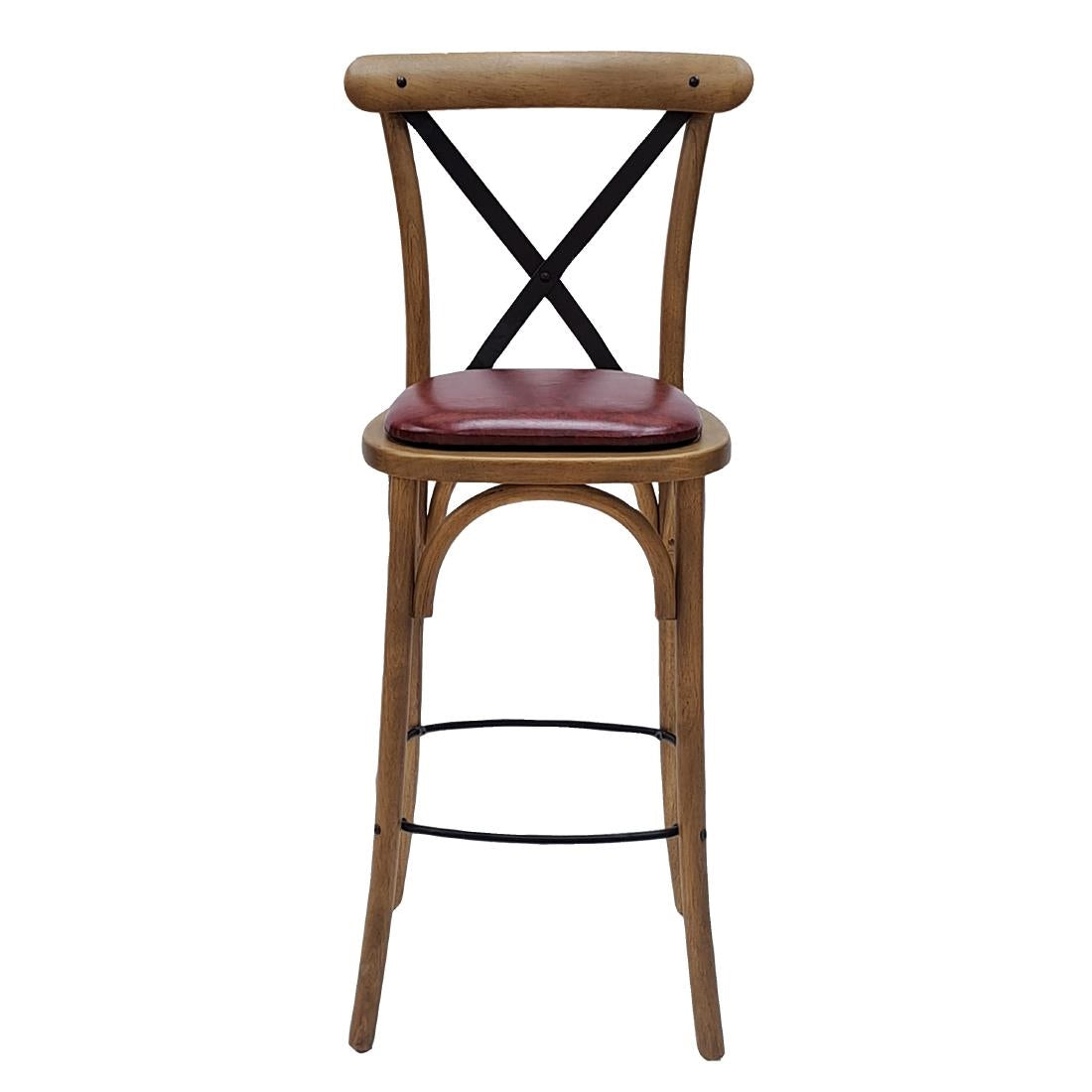 Bristol Bar Chair in Weathered Oak with Bison Bordeaux Seat