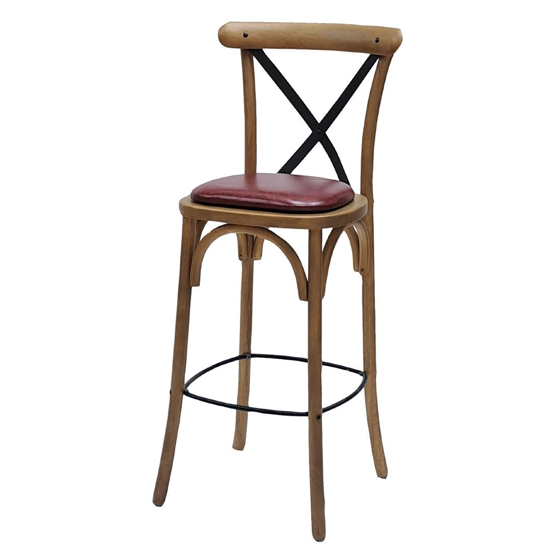 Bristol Bar Chair in Weathered Oak with Bison Bordeaux Seat