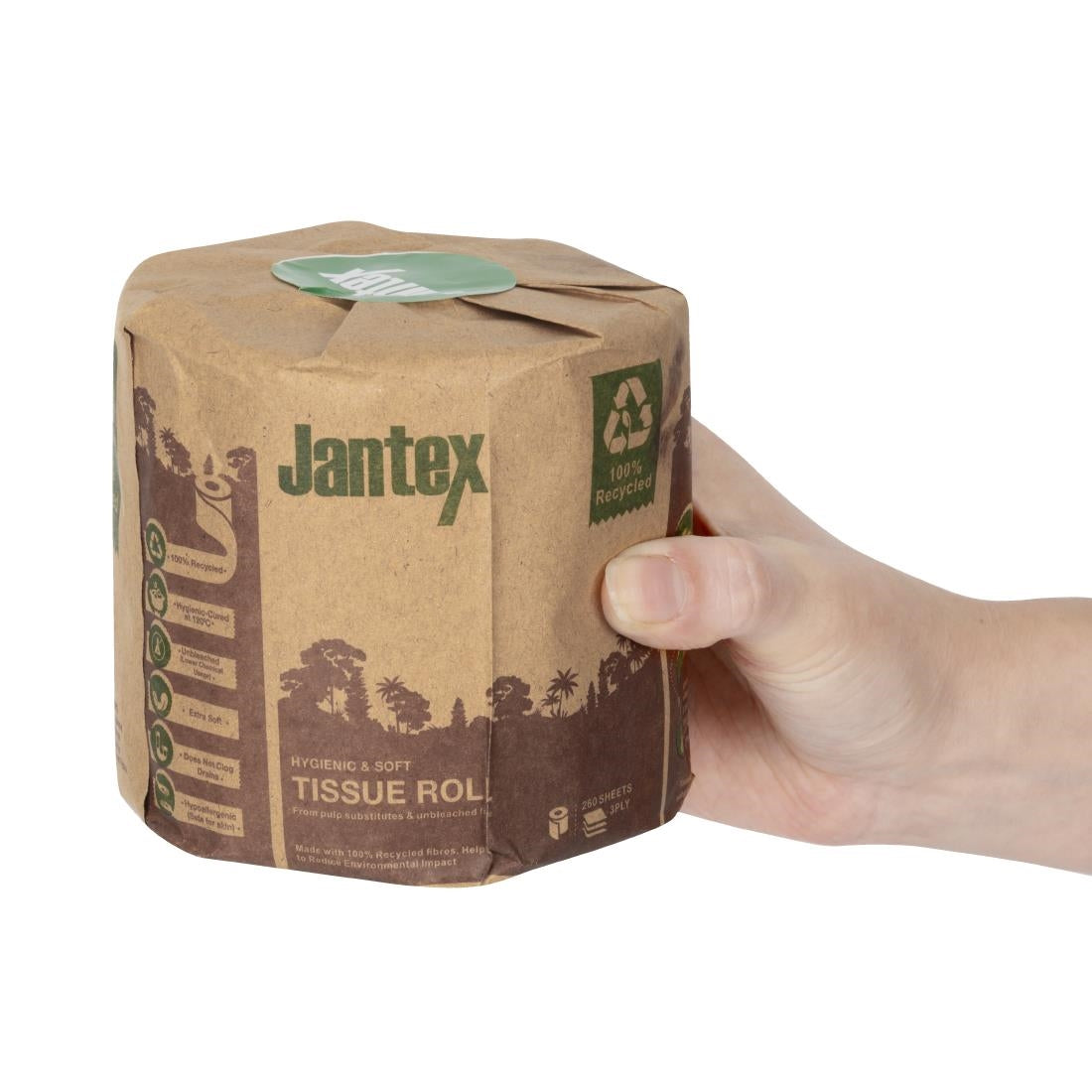 Jantex Green 100% Recycled Wrapped Toilet Roll 3ply 260 Sheets (36 Pack)
