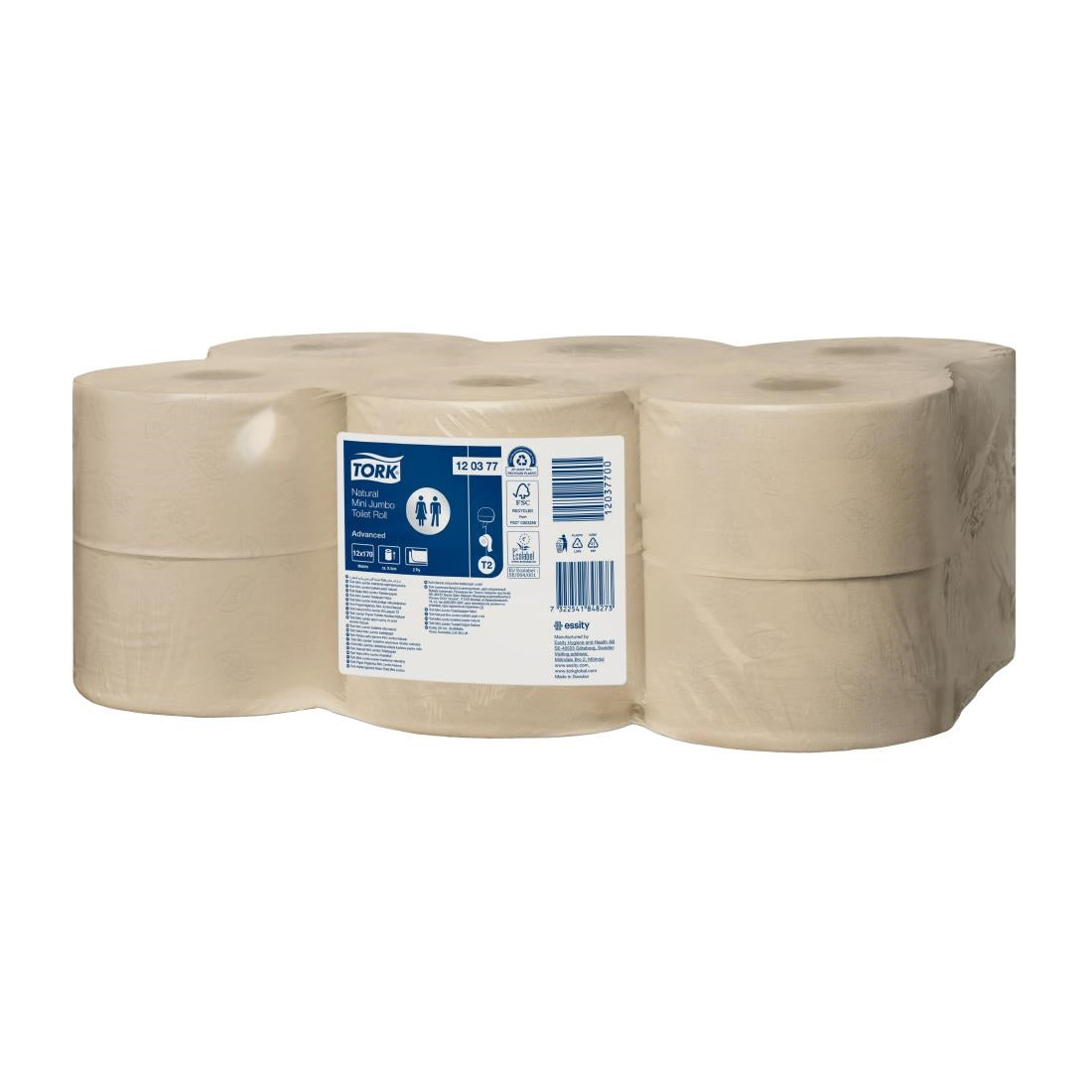 Tork Natural Mini Jumbo Toilet Roll Advanced T2 170m (12 Pack)