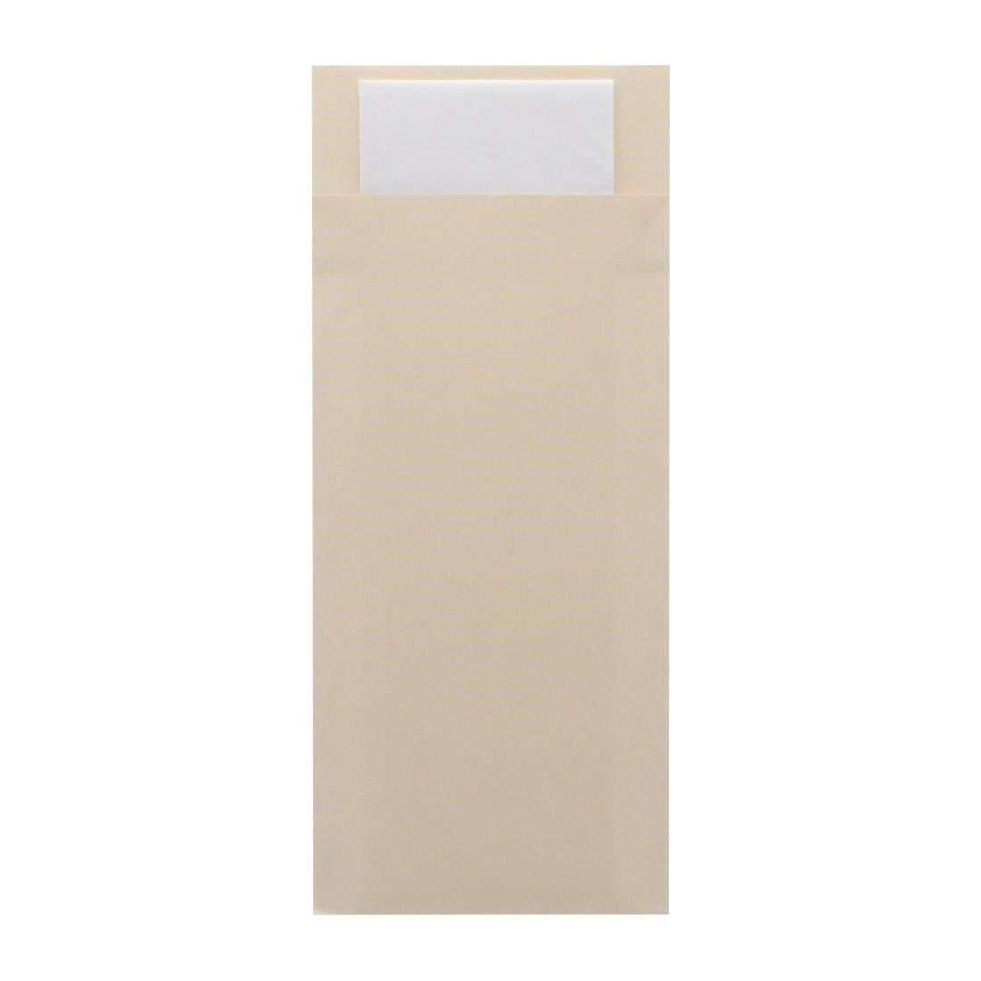Europochette Classic Size Cream Cutlery Pouch with White 2ply Napkin (500 Pack)