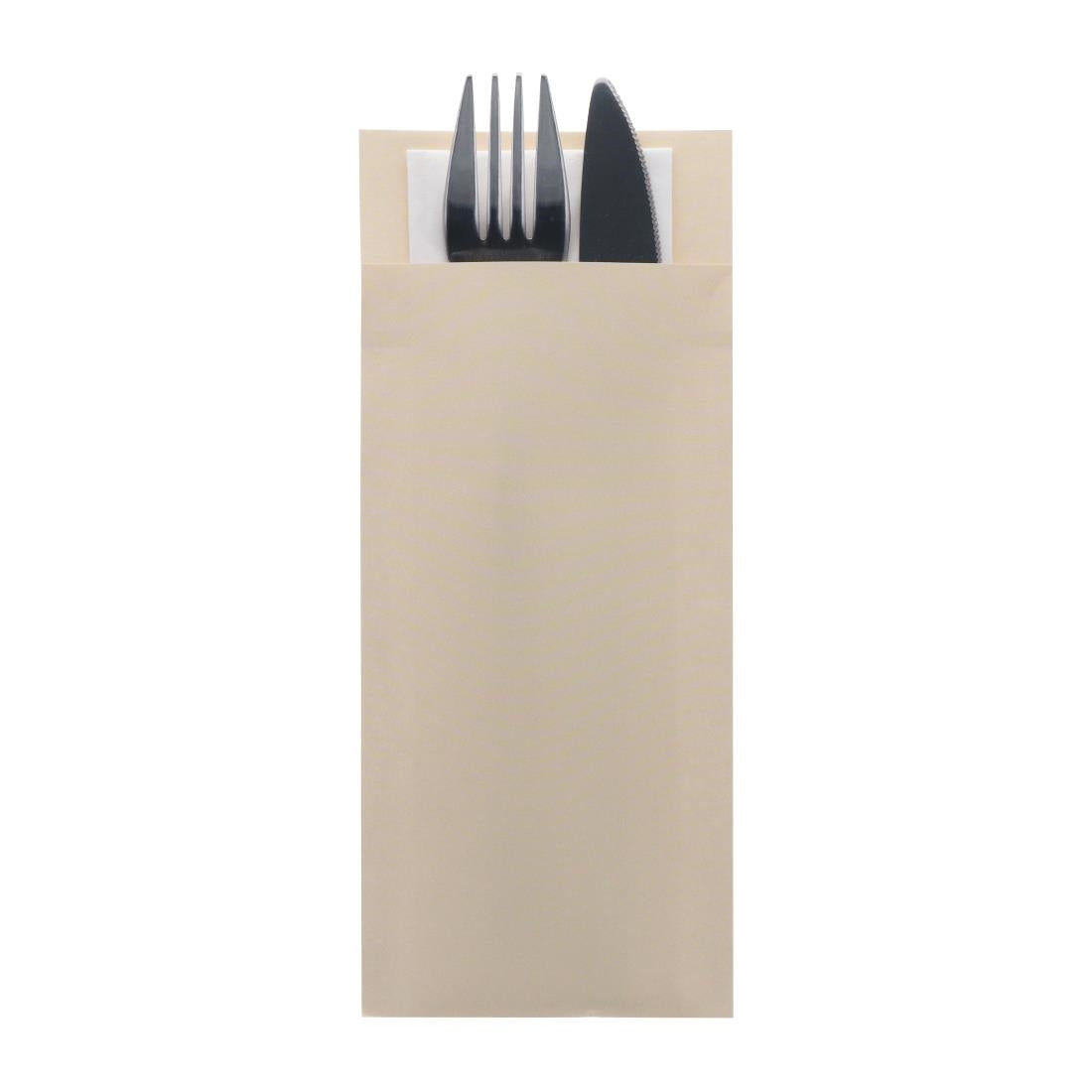 Europochette Classic Size Cream Cutlery Pouch with White 2ply Napkin (500 Pack)