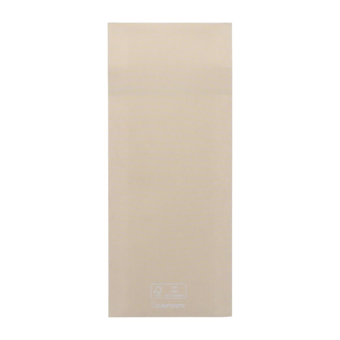 Europochette Classic Size Cream Cutlery Pouch with White 2ply Napkin (500 Pack)