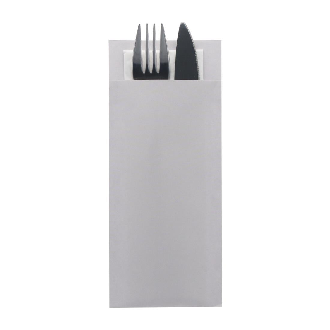 Europochette Classic Size Sea Salt Grey Cutlery Pouch with White 2ply Napkin (500 Pack)